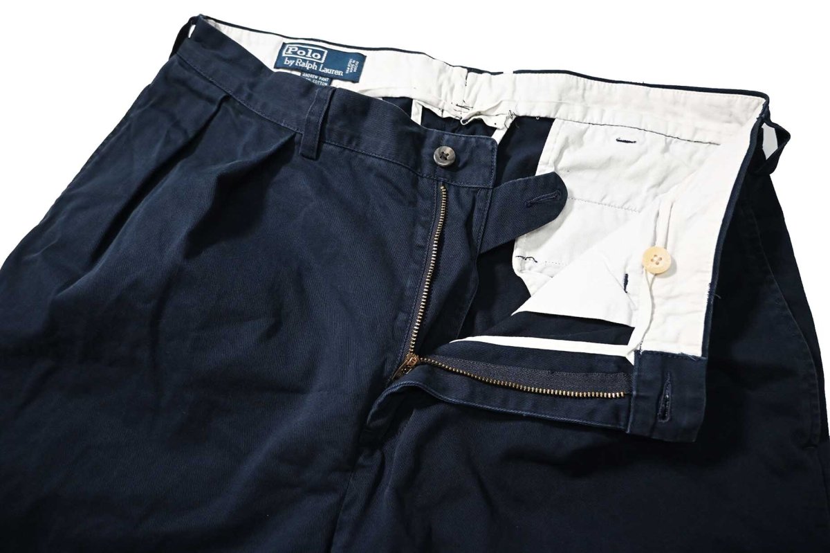 画像5: 90-00s Used Polo Ralph Lauren Pleated Chino Trouser Navy "Andrew Pant" ラルフローレン (5)