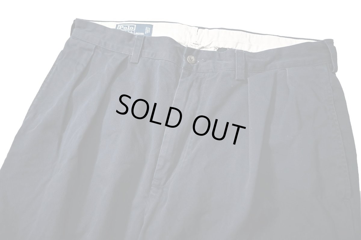 画像2: 90-00s Used Polo Ralph Lauren Pleated Chino Trouser Navy "Andrew Pant" ラルフローレン (2)