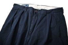 画像2: 90-00s Used Polo Ralph Lauren Pleated Chino Trouser Navy "Andrew Pant" ラルフローレン (2)