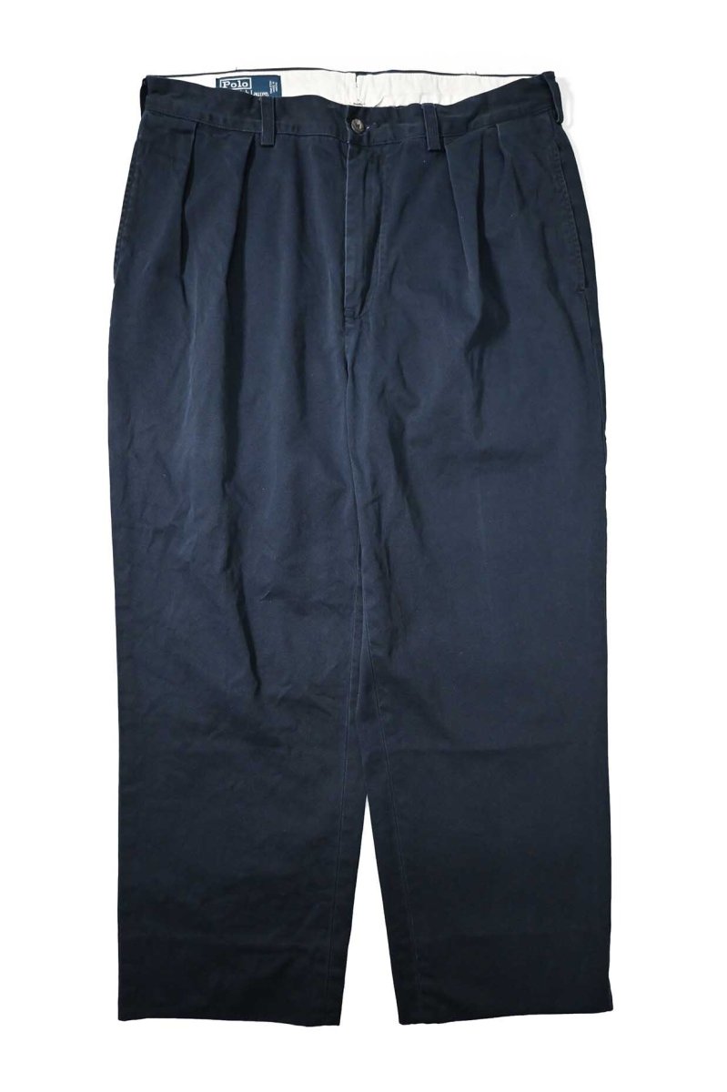 画像1: 90-00s Used Polo Ralph Lauren Pleated Chino Trouser Navy "Andrew Pant" ラルフローレン (1)