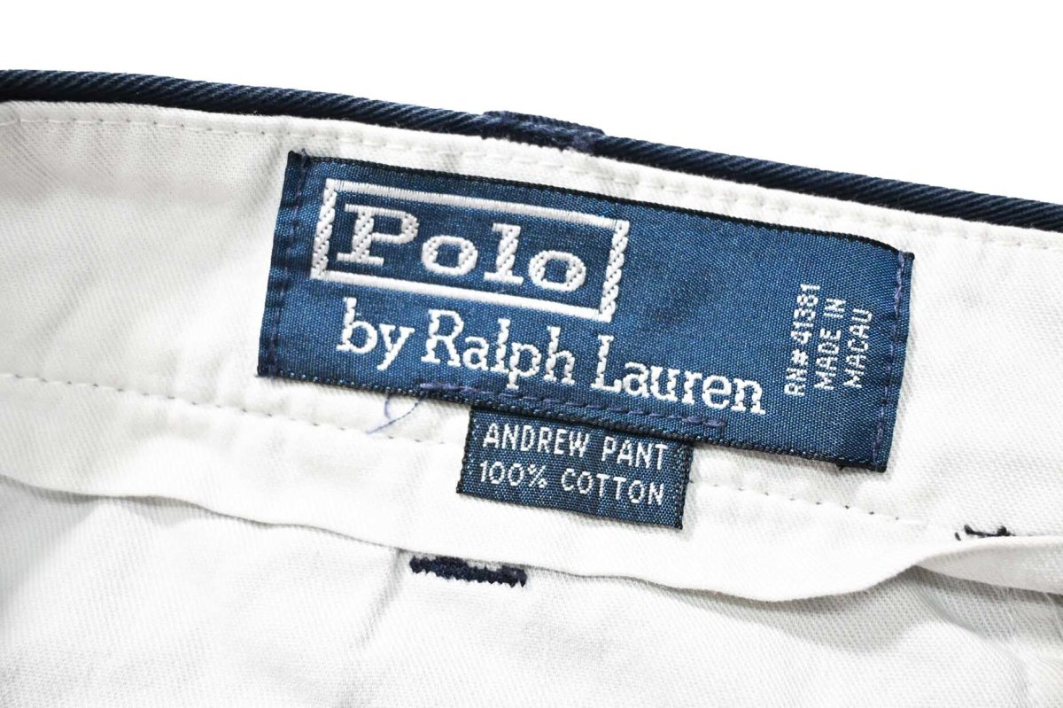 画像6: 90-00s Used Polo Ralph Lauren Pleated Chino Trouser Navy "Andrew Pant" ラルフローレン (6)