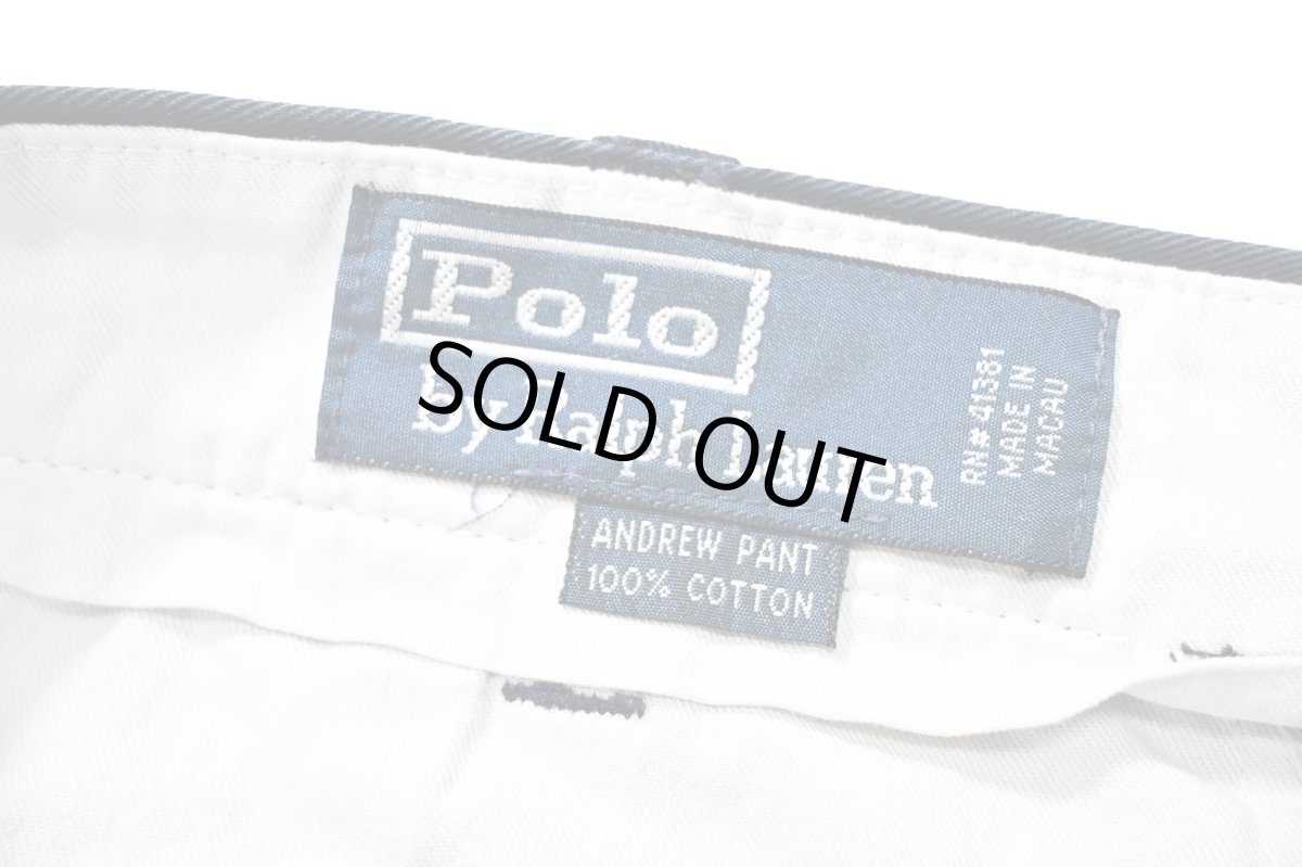 画像6: 90-00s Used Polo Ralph Lauren Pleated Chino Trouser Navy "Andrew Pant" ラルフローレン (6)