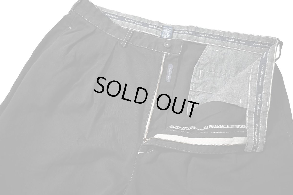 画像5: 90-00s Used Polo Ralph Lauren Pleated Chino Trouser Black Over Dye "Andrew Pant" ラルフローレン (5)