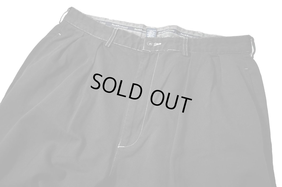 画像2: 90-00s Used Polo Ralph Lauren Pleated Chino Trouser Black Over Dye "Andrew Pant" ラルフローレン (2)