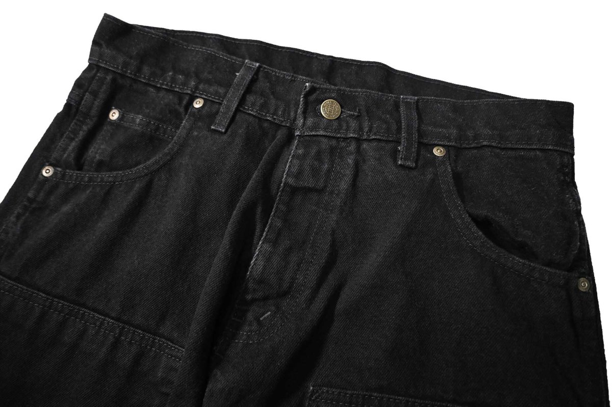 画像2: Prison Blues Double Knee Denim Work Jean Fade Black プリズンブルース (2)