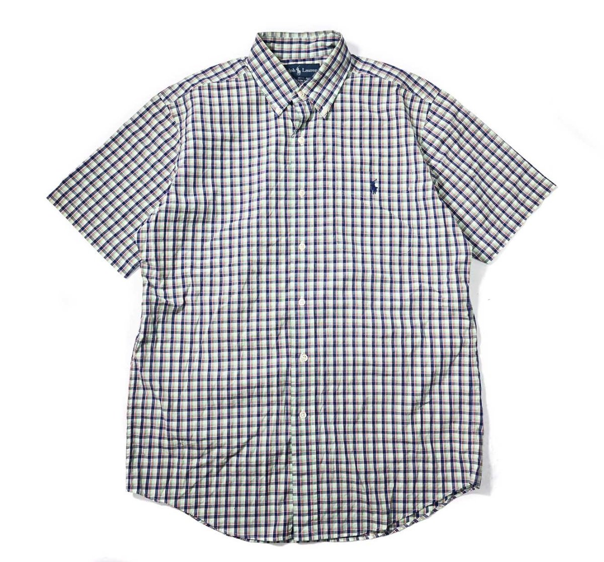 画像1: 90-00s Used Ralph Lauren Short Sleeve Plaid B/D Shirt "Custom Fit" (1)