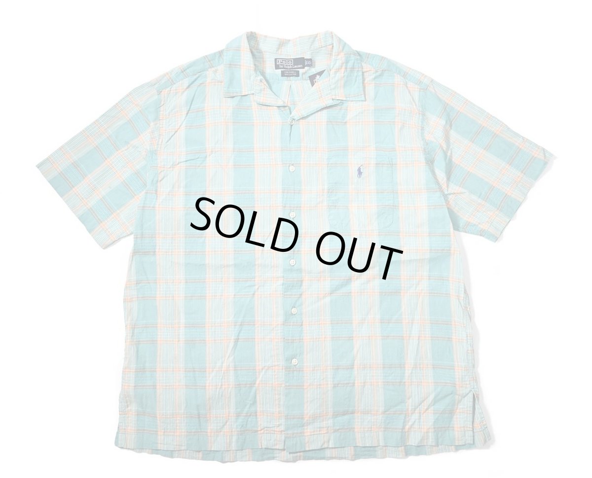 画像1: 90-00s Deadstock Polo Ralph Lauren Plaid Open Collar Shirt "Caldwell" (1)