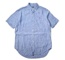画像1: 90-00s Used Ralph Lauren Short Sleeve Linen Stripe B/D Shirt "Classic Fit" (1)
