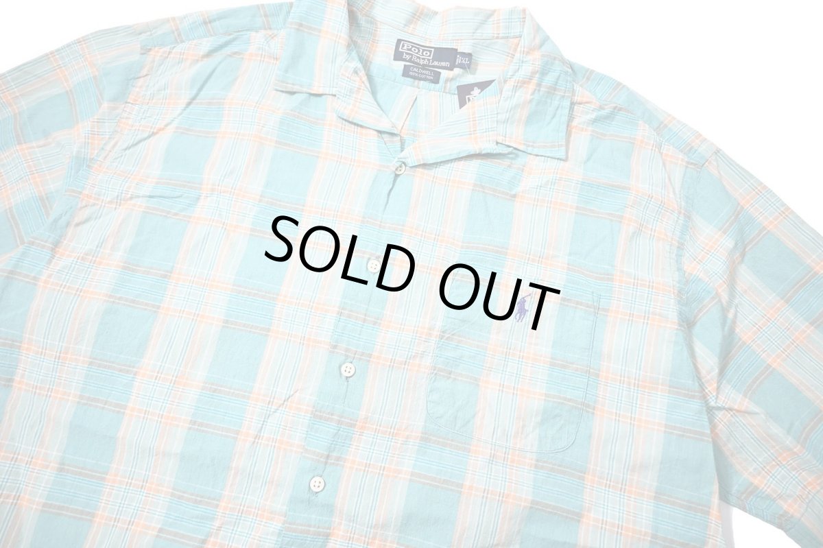 画像2: 90-00s Deadstock Polo Ralph Lauren Plaid Open Collar Shirt "Caldwell" (2)