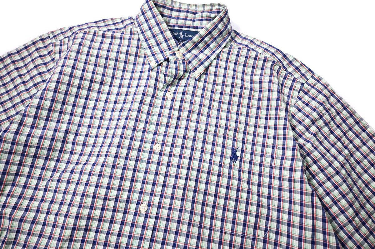 画像2: 90-00s Used Ralph Lauren Short Sleeve Plaid B/D Shirt "Custom Fit" (2)