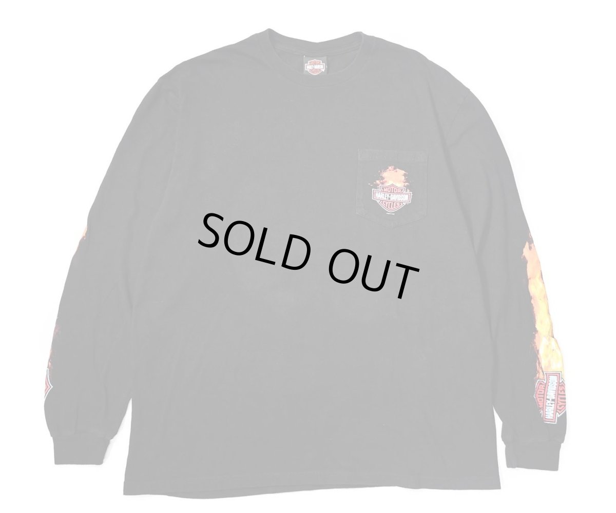 画像1: Used Harley-Davidson L/S Print Pocket Tee (1)