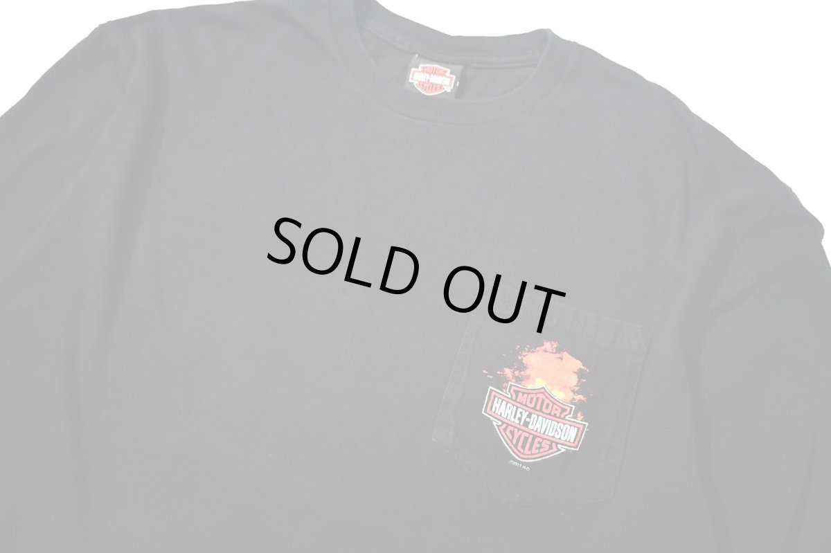 画像2: Used Harley-Davidson L/S Print Pocket Tee (2)