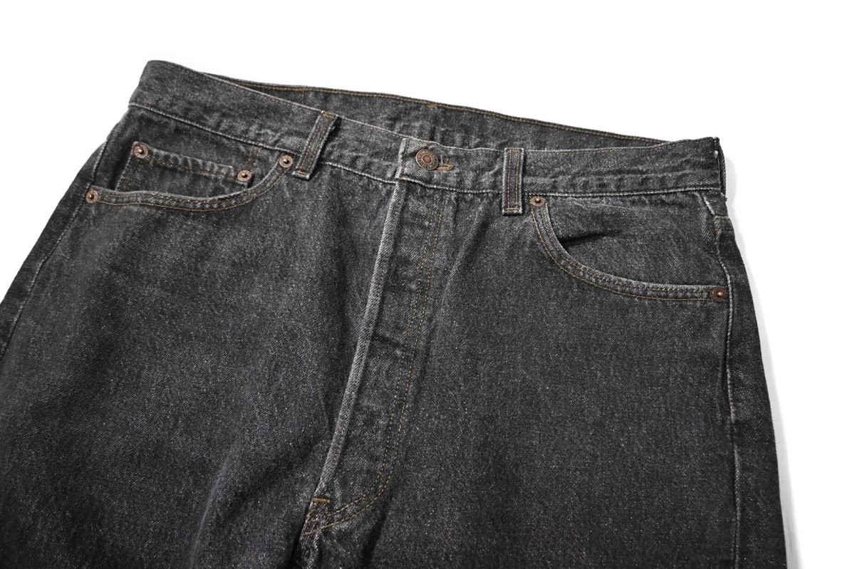 画像2: 94' Used Levi's 501 Denim Pants Cut Off Black made in USA リーバイス 先染め (2)
