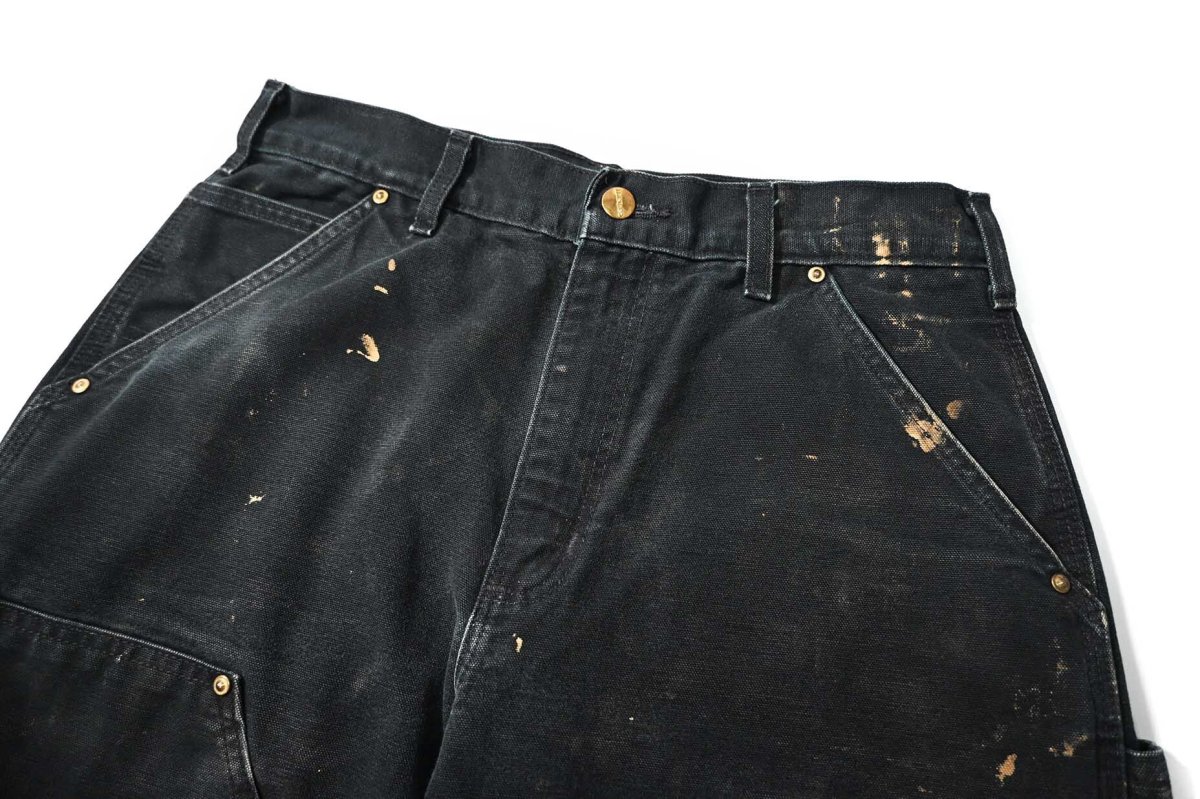 画像2: 17' Used Carhartt Duck Double Knee Carpenter Pants Black made in USA カーハート (2)