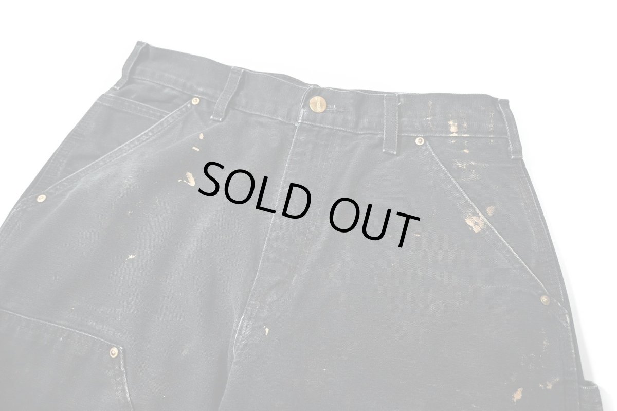 画像2: 17' Used Carhartt Duck Double Knee Carpenter Pants Black made in USA カーハート (2)