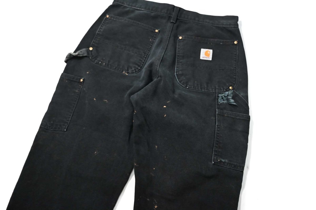 画像5: 17' Used Carhartt Duck Double Knee Carpenter Pants Black made in USA カーハート (5)