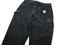 画像5: 17' Used Carhartt Duck Double Knee Carpenter Pants Black made in USA カーハート (5)