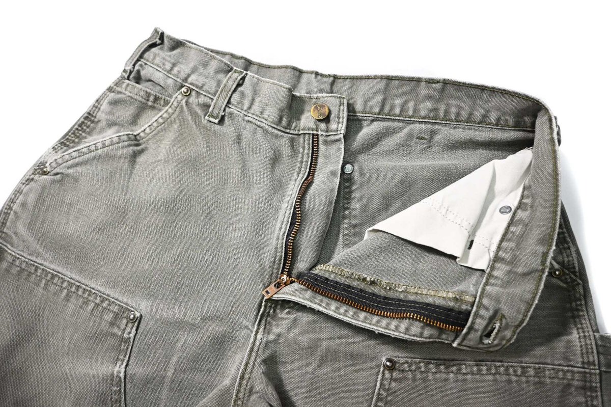 画像6: 11' Used Carhartt Duck Double Knee Carpenter Pants Moss カーハート (6)