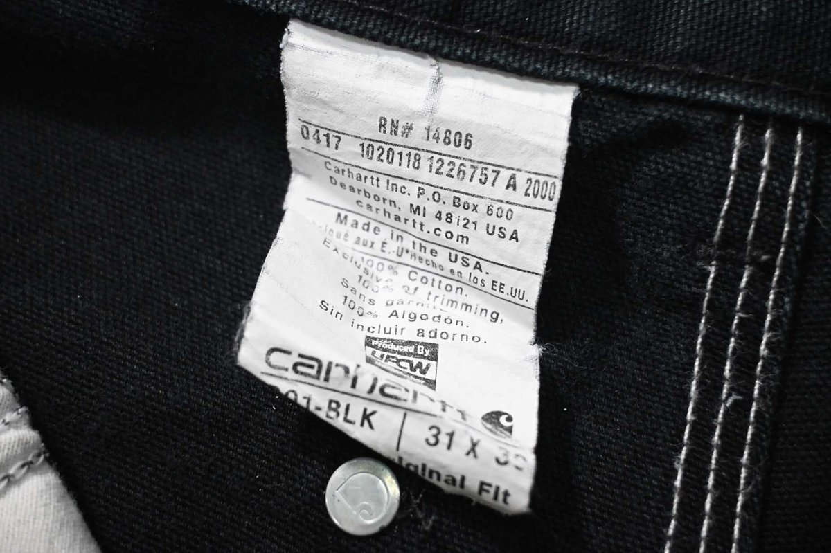 画像9: 17' Used Carhartt Duck Double Knee Carpenter Pants Black made in USA カーハート (9)