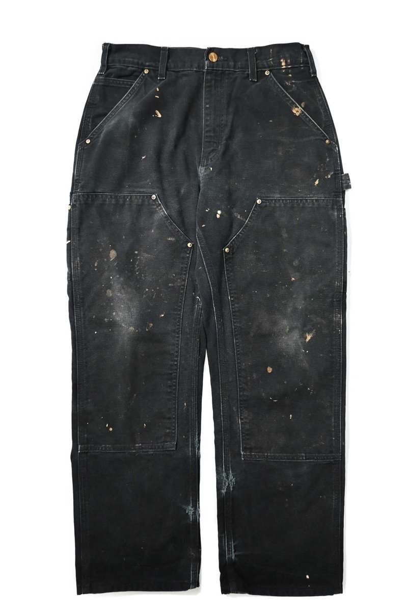 画像1: 17' Used Carhartt Duck Double Knee Carpenter Pants Black made in USA カーハート (1)