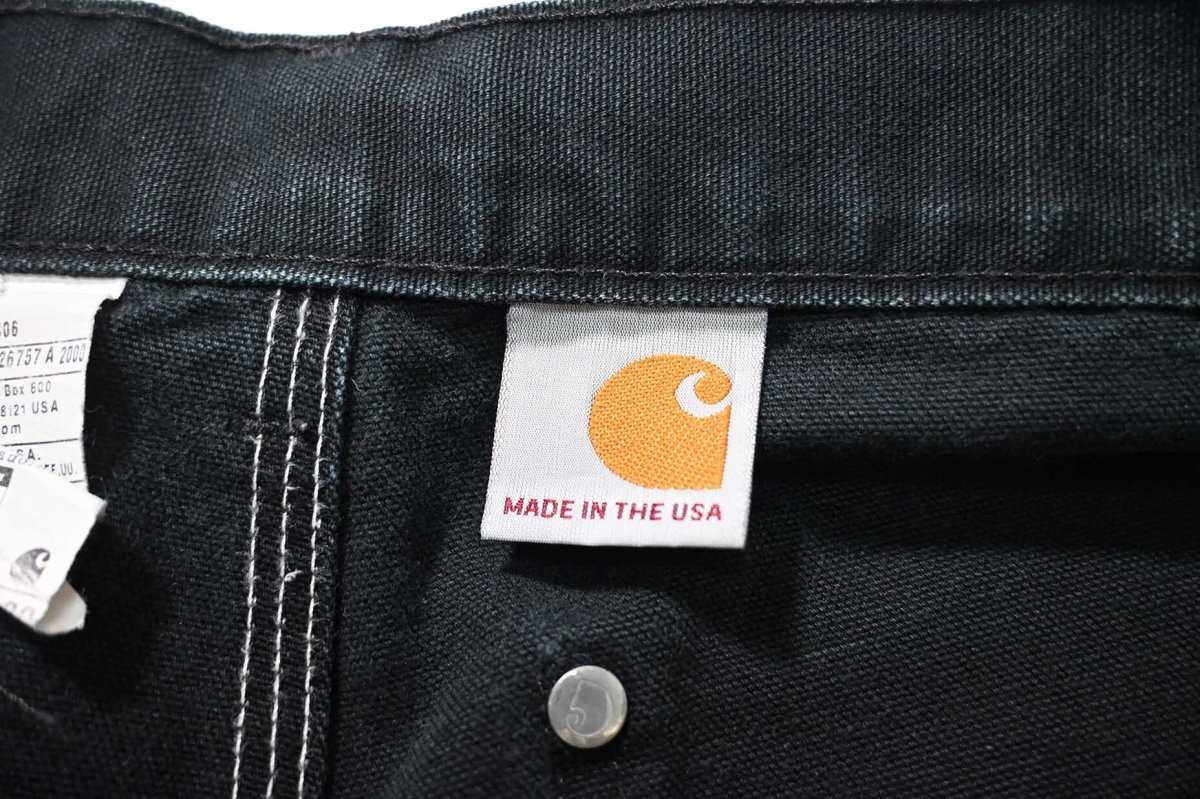画像8: 17' Used Carhartt Duck Double Knee Carpenter Pants Black made in USA カーハート (8)