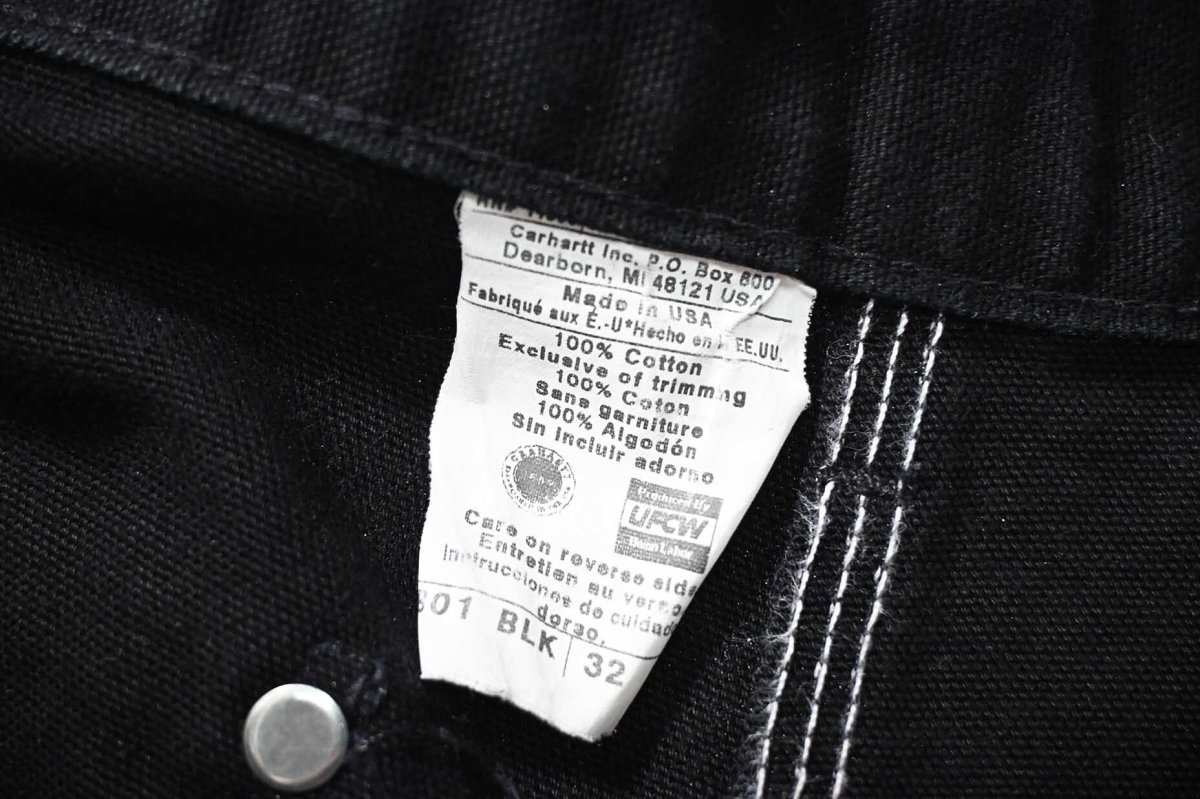 画像7: 03' Used Carhartt Duck Double Knee Carpenter Pants Black made in USA カーハート (7)