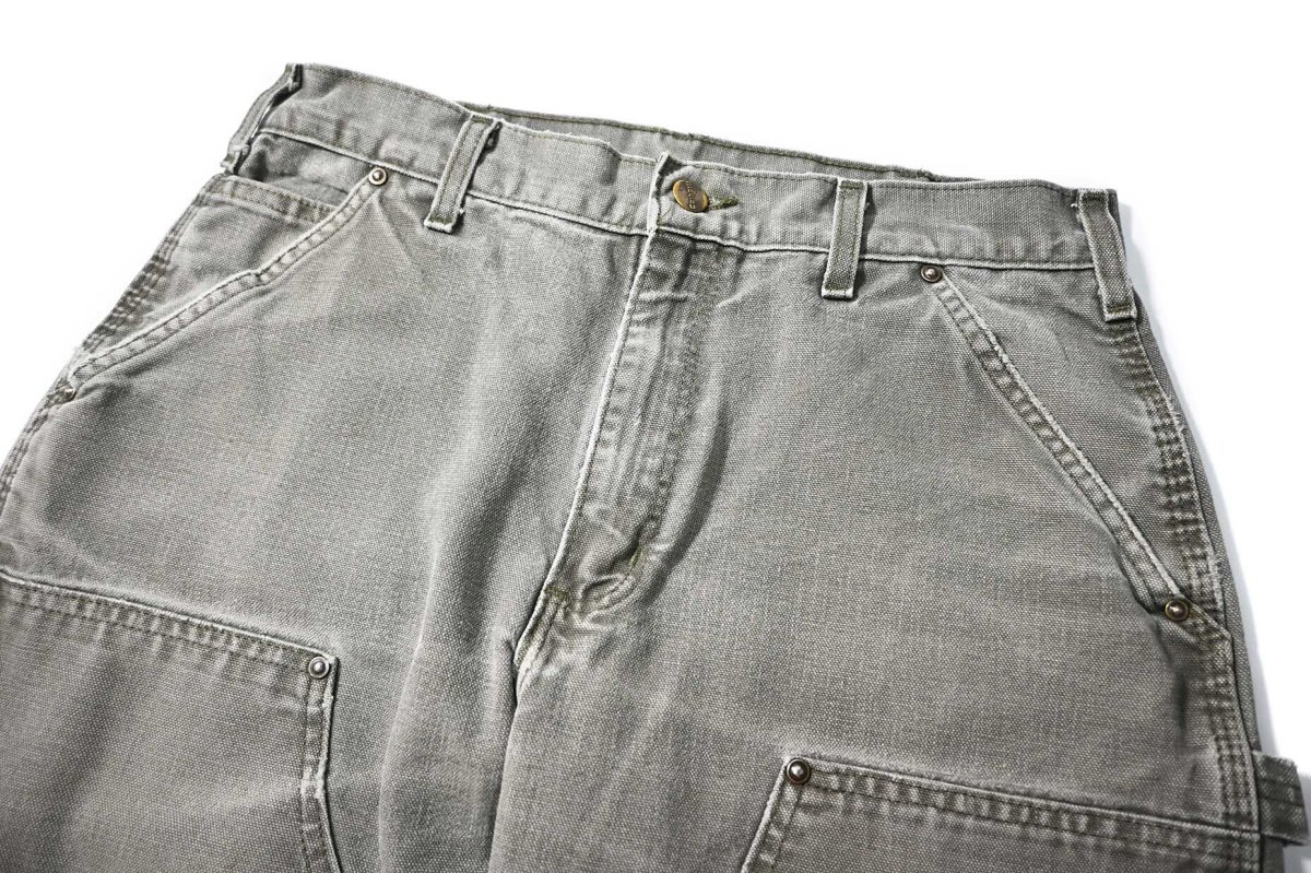 画像2: 11' Used Carhartt Duck Double Knee Carpenter Pants Moss カーハート (2)