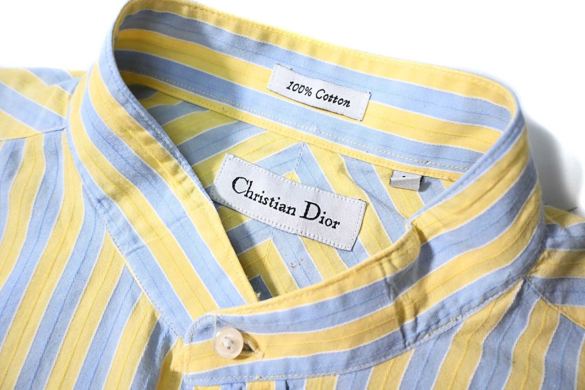 画像5: Used Christian Dior Stripe Band Collar Shirt (5)