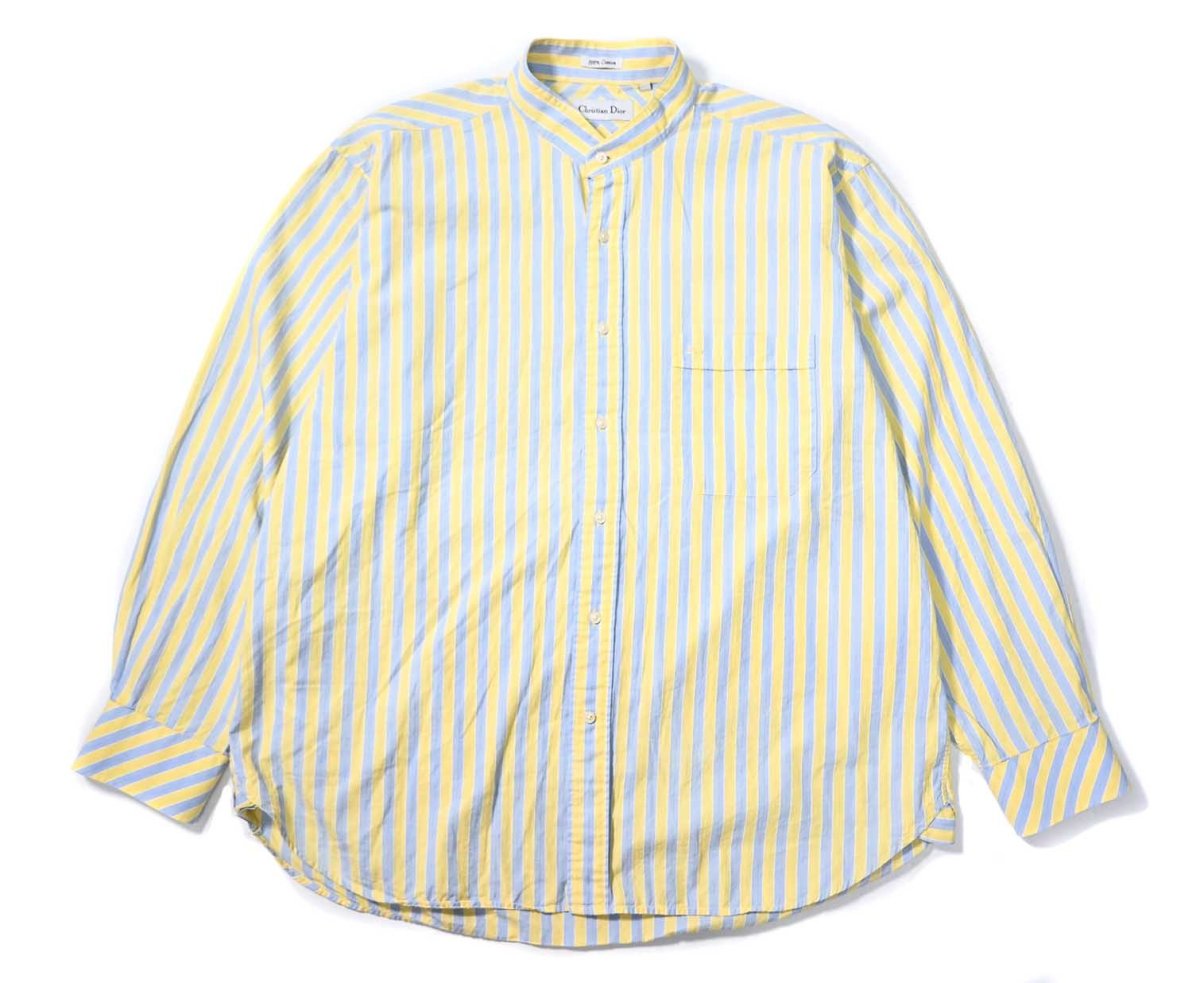画像1: Used Christian Dior Stripe Band Collar Shirt (1)