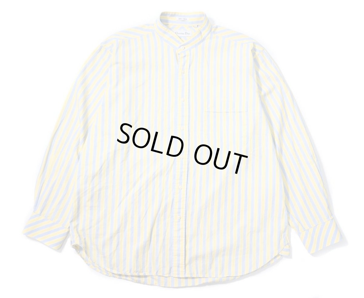 画像1: Used Christian Dior Stripe Band Collar Shirt (1)