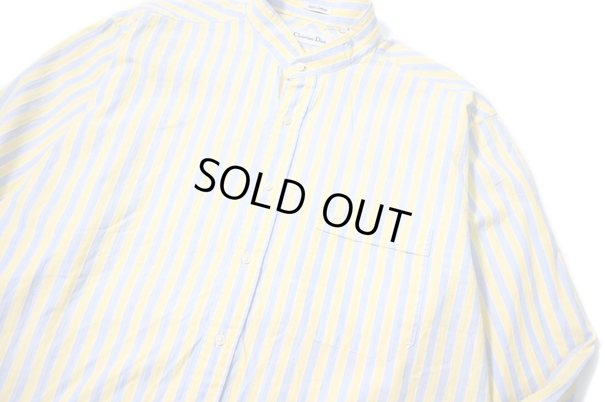画像2: Used Christian Dior Stripe Band Collar Shirt (2)