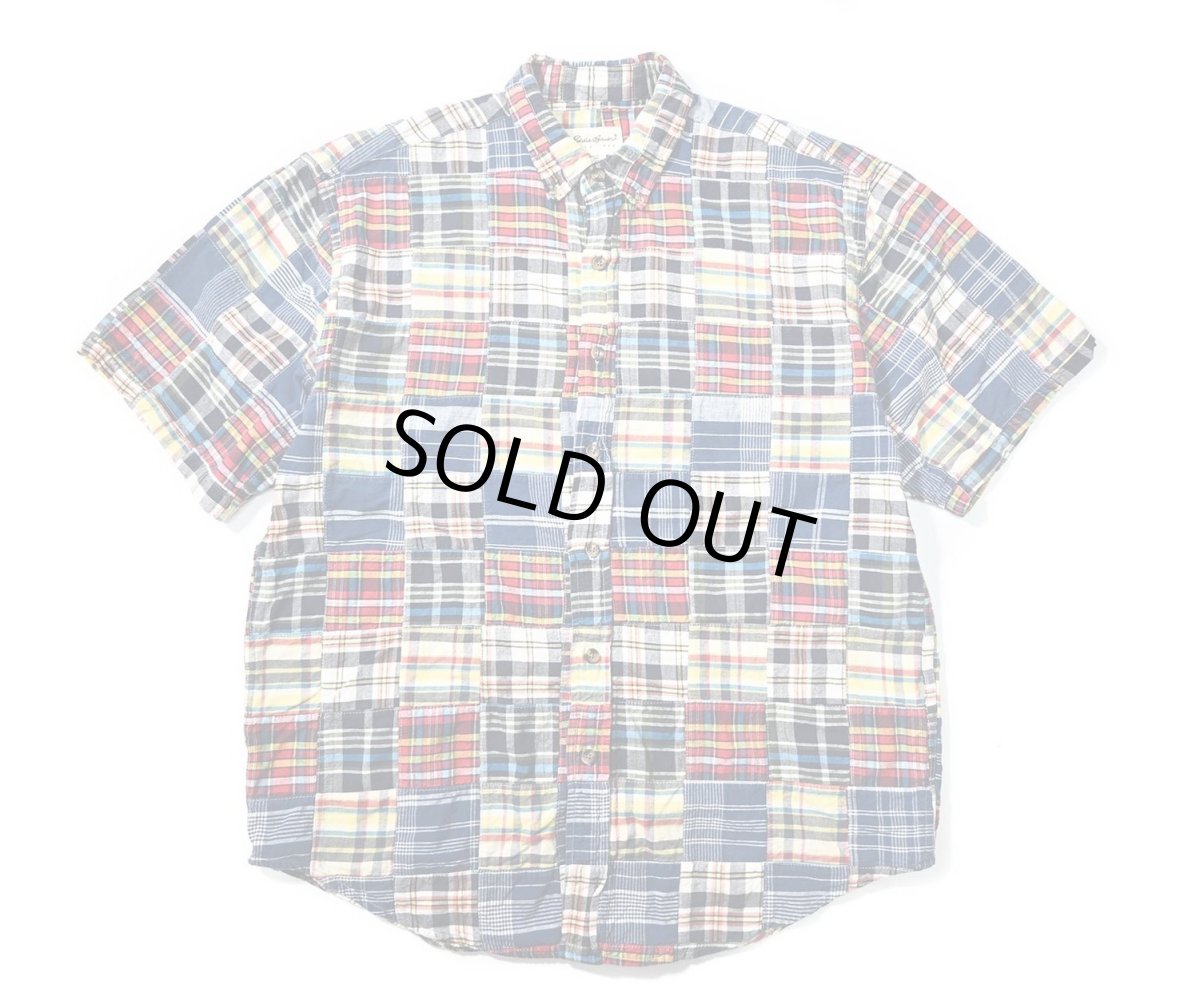 画像1: 90-00s Used Eddie Bauer Short Sleeve Patchwork B/D Shirt (1)