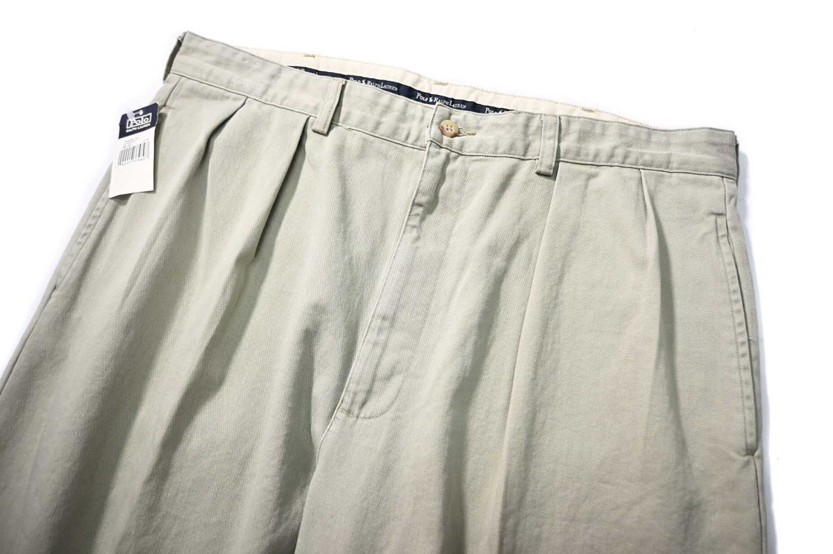画像2: 90-00s Deadstock Polo Ralph Lauren Pleated Chino Trouser Khaki "Andrew Pant" ラルフローレン (2)