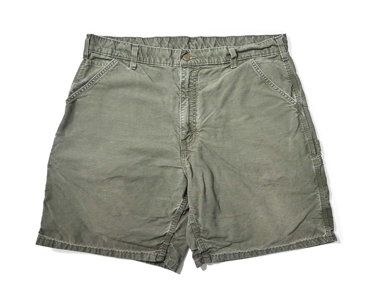 画像1: 00s Used Carhartt Canvas Utility Work Short Olive (1)