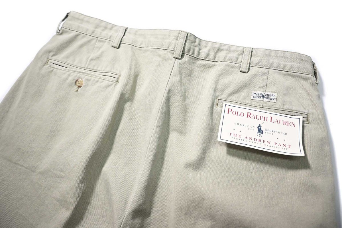 画像4: 90-00s Deadstock Polo Ralph Lauren Pleated Chino Trouser Khaki "Andrew Pant" ラルフローレン (4)