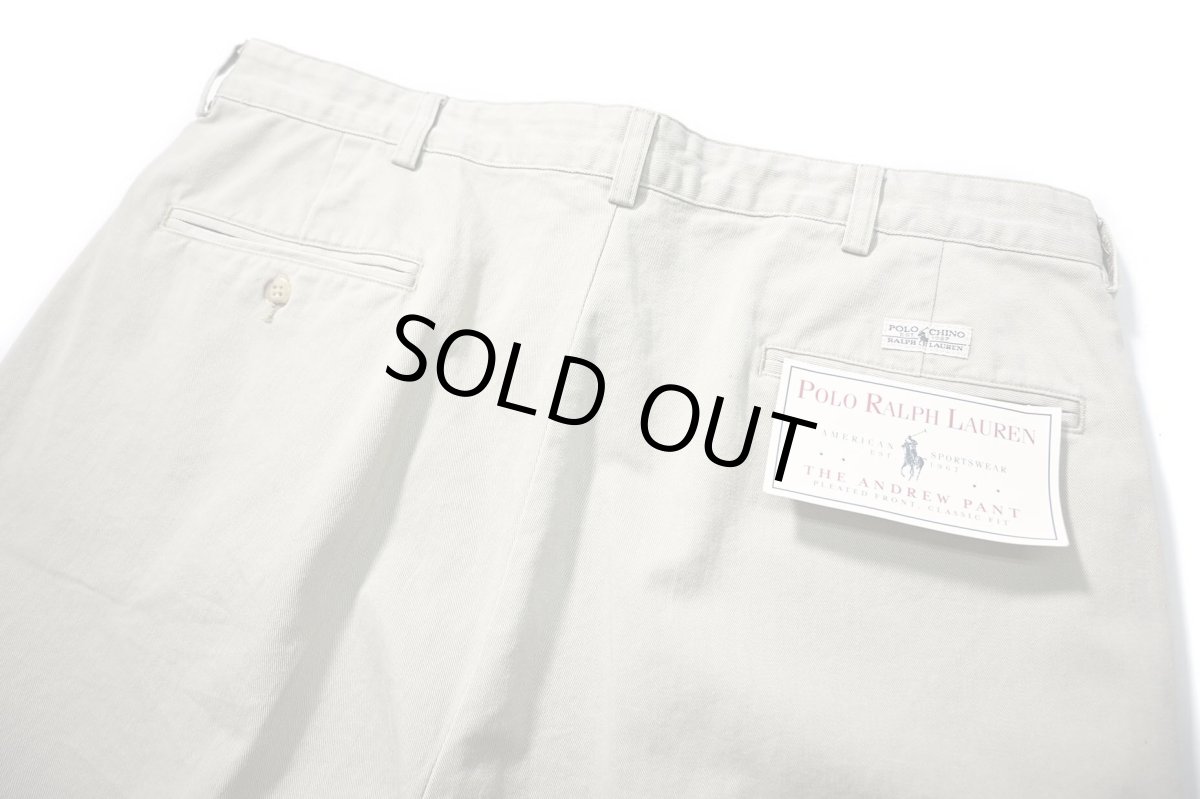 画像4: 90-00s Deadstock Polo Ralph Lauren Pleated Chino Trouser Khaki "Andrew Pant" ラルフローレン (4)