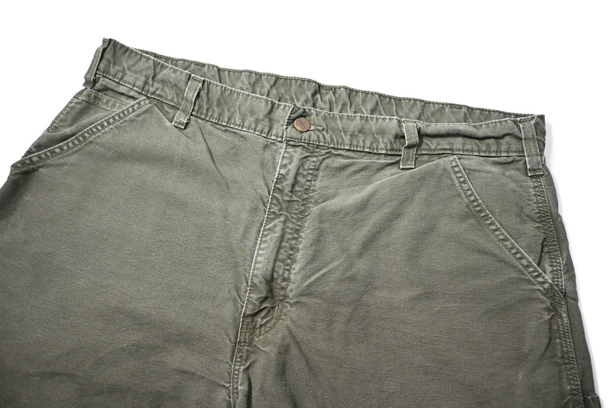 画像2: 00s Used Carhartt Canvas Utility Work Short Olive (2)