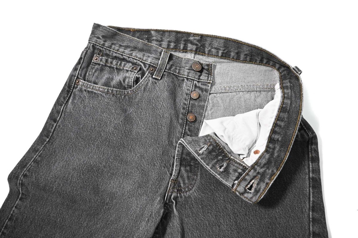 画像6: 93' Used Levi's 501 Denim Pants Cut off Black made in USA リーバイス 先染め (6)