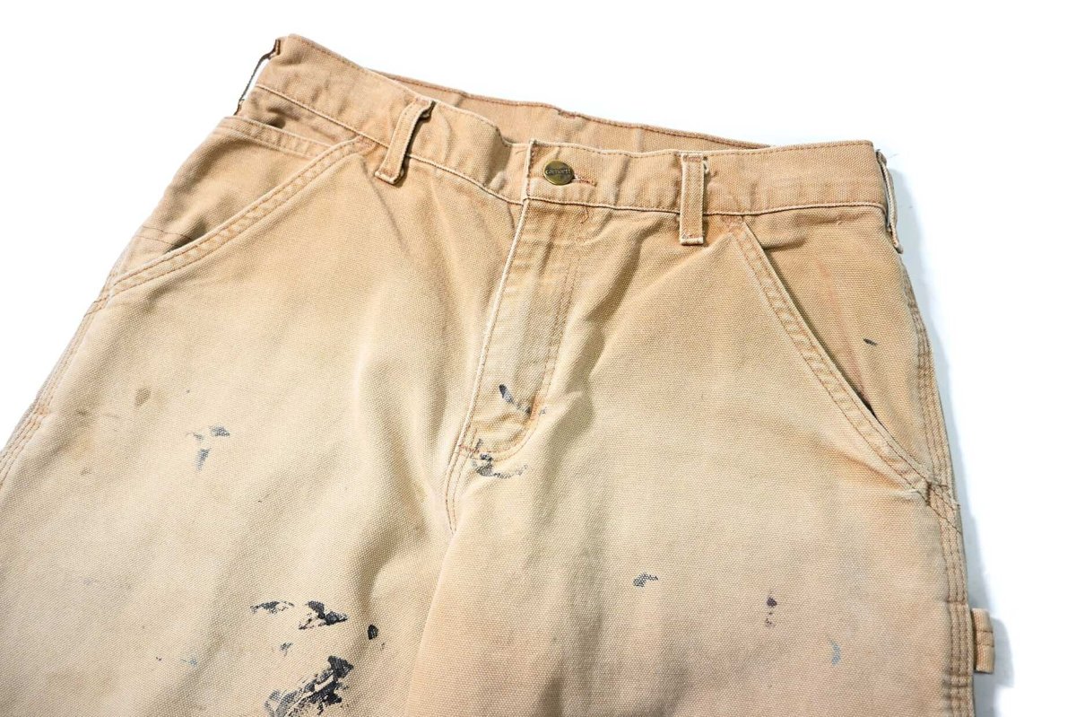 画像2: 16' Used Carhartt Duck Carpenter Pants Brown カーハート (2)