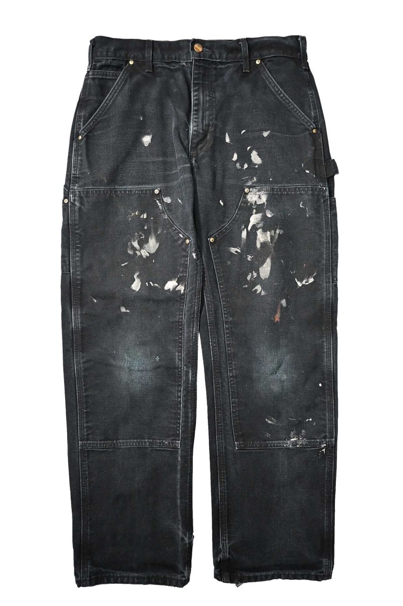 画像1: Used Carhartt Duck Double Knee Carpenter Pants Black made in USA カーハート (1)
