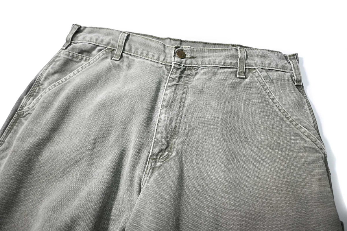 画像2: 00s Used Carhartt Duck Carpenter Pants Moss カーハート (2)