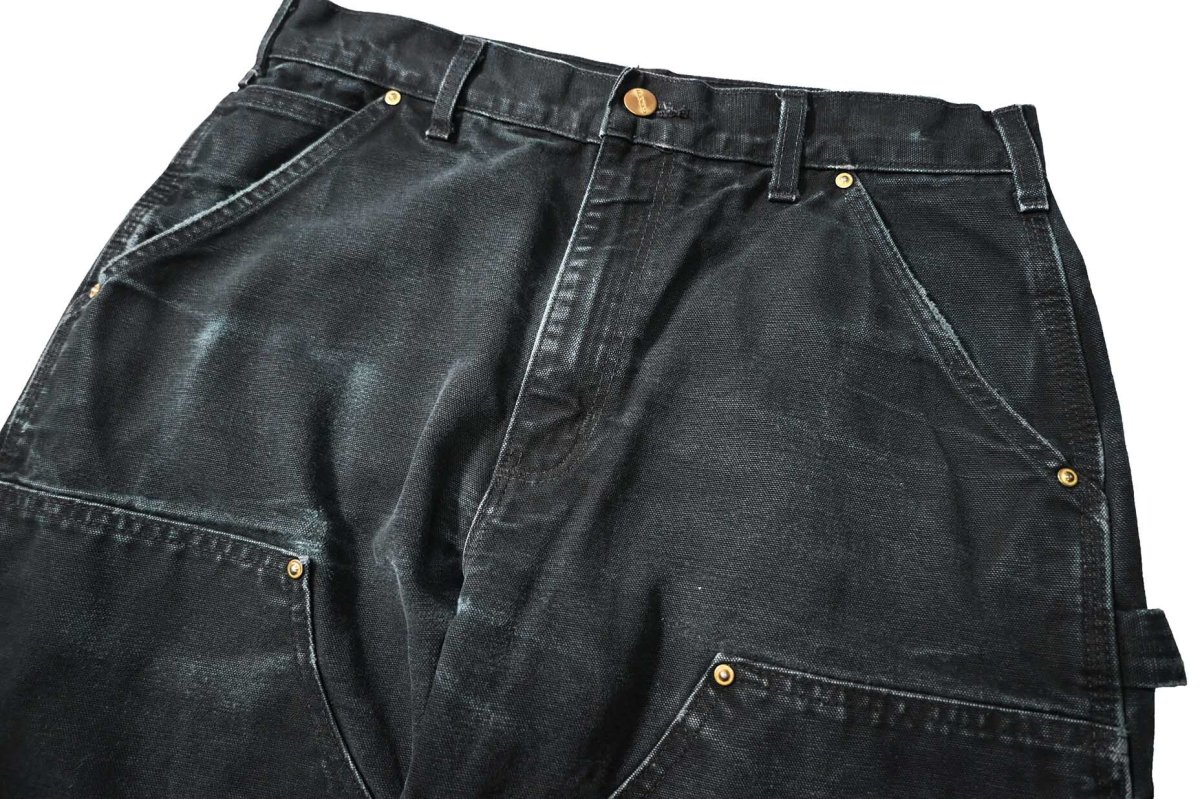 画像2: Used Carhartt Duck Double Knee Carpenter Pants Black made in USA カーハート (2)