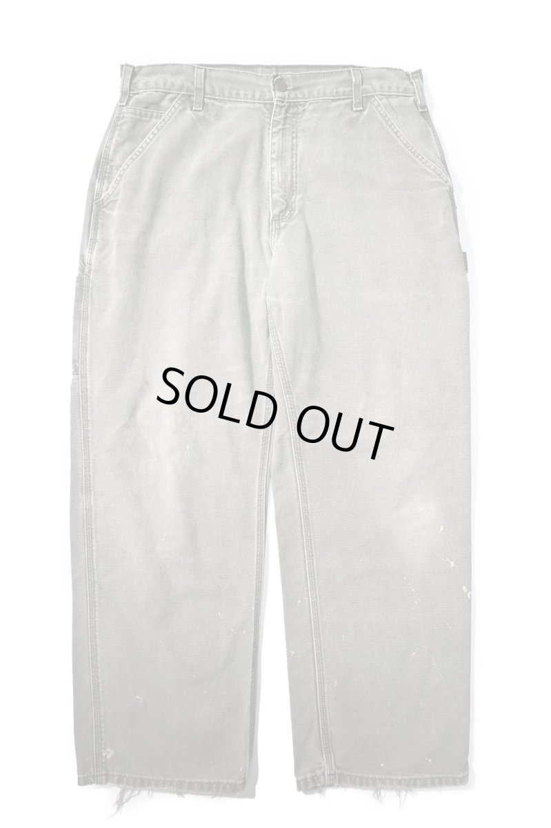 画像1: 00s Used Carhartt Duck Carpenter Pants Moss カーハート (1)