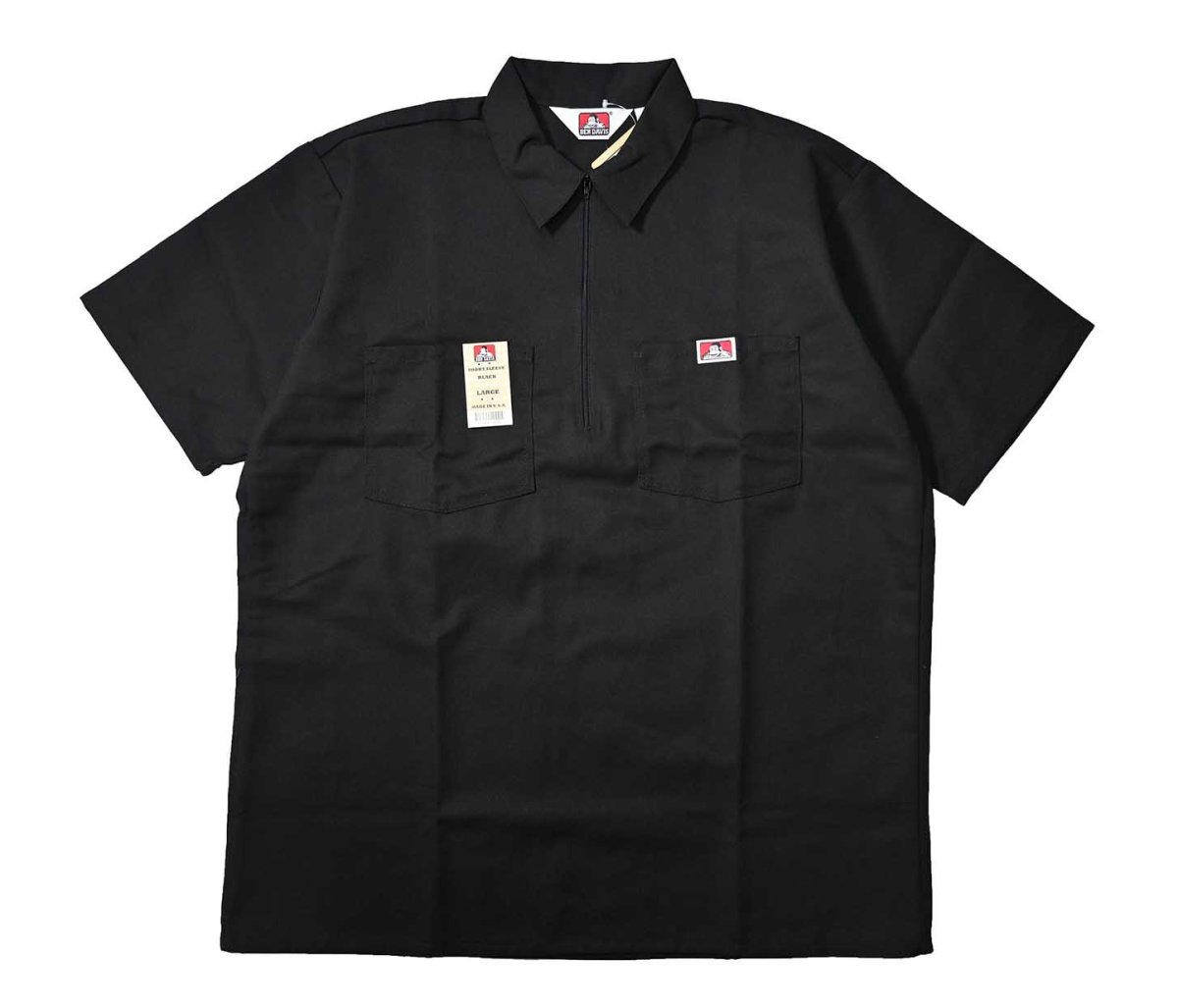 画像1: Ben Davis Short Sleeve Solid 1/2 Zip Shirt Black (1)