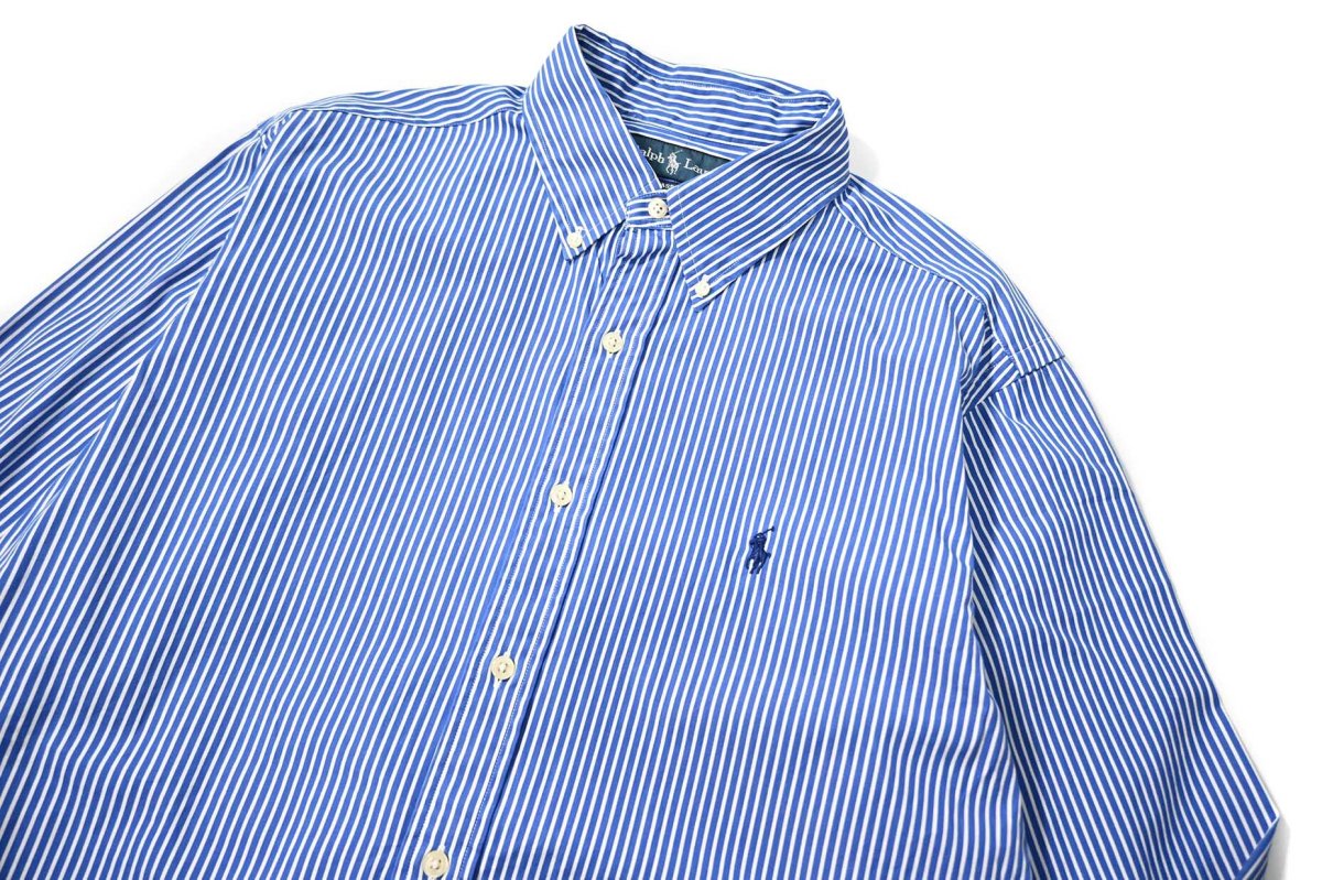 画像2: 90-00s Used Ralph Lauren Stripe B/D Shirt "Classic Fit" (2)