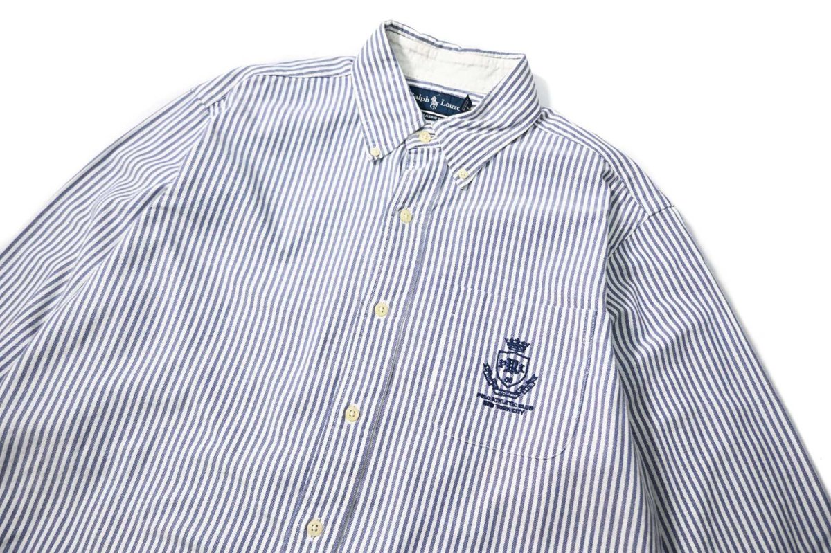画像2: 90-00s Used Ralph Lauren Stripe B/D Shirt "Classic Fit" (2)