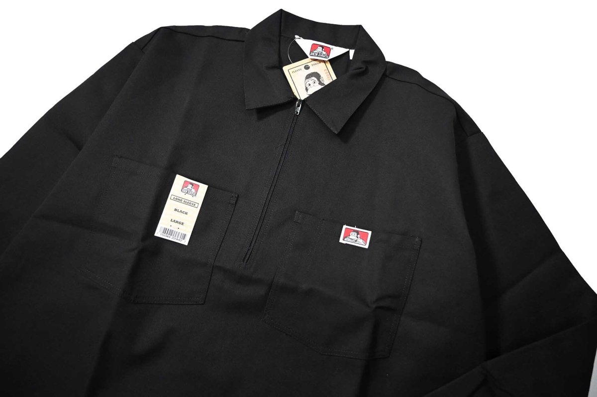 画像2: Ben Davis Long Sleeve Solid 1/2 Zip Shirt Black (2)