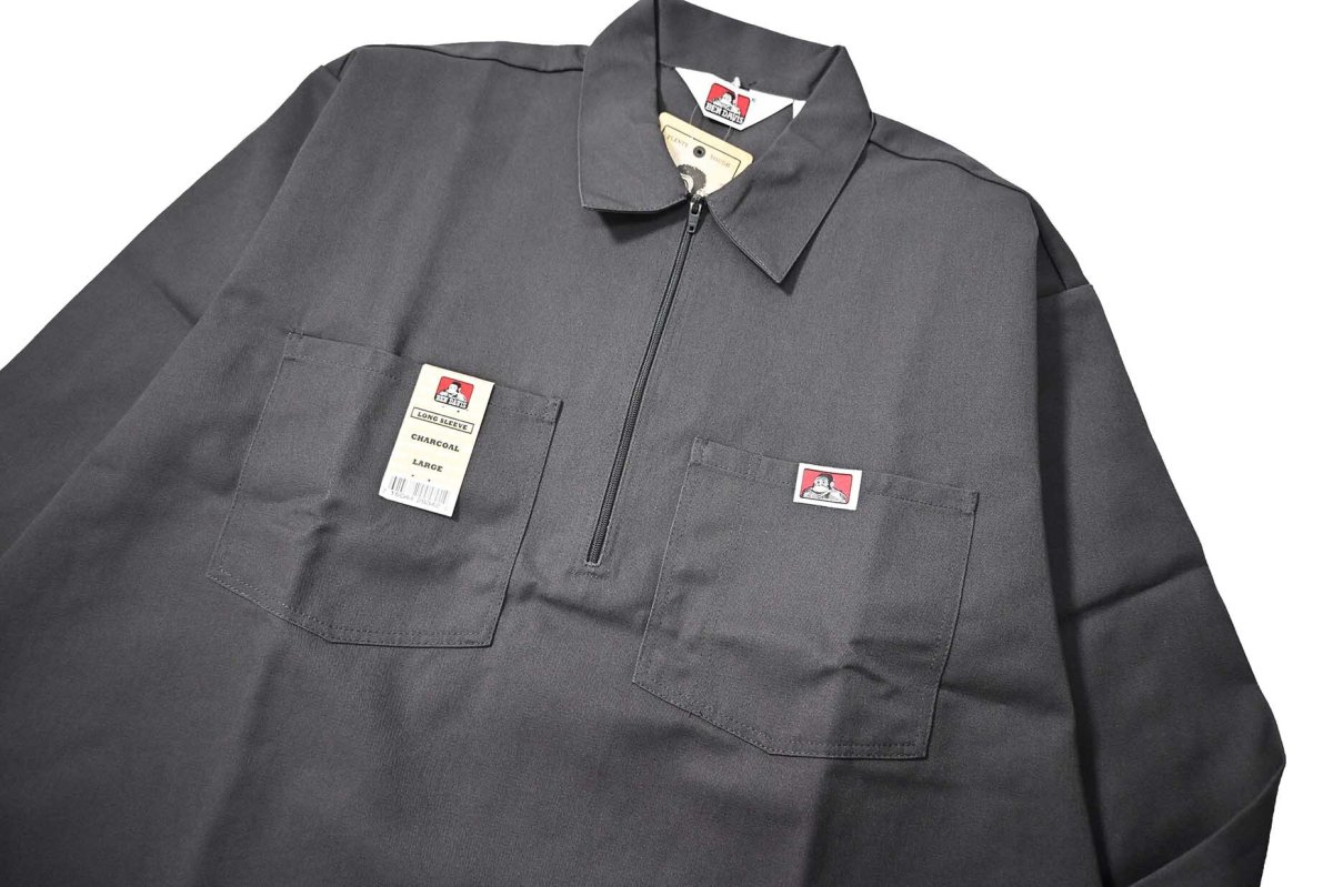 画像2: Ben Davis Long Sleeve Solid 1/2 Zip Shirt Charcoal (2)