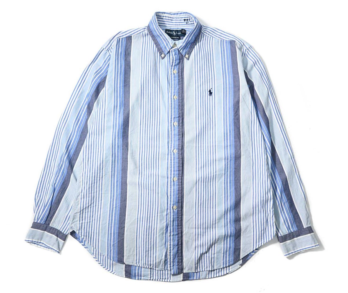 画像1: 90-00s Used Ralph Lauren Stripe B/D Shirt "Classic Fit" (1)