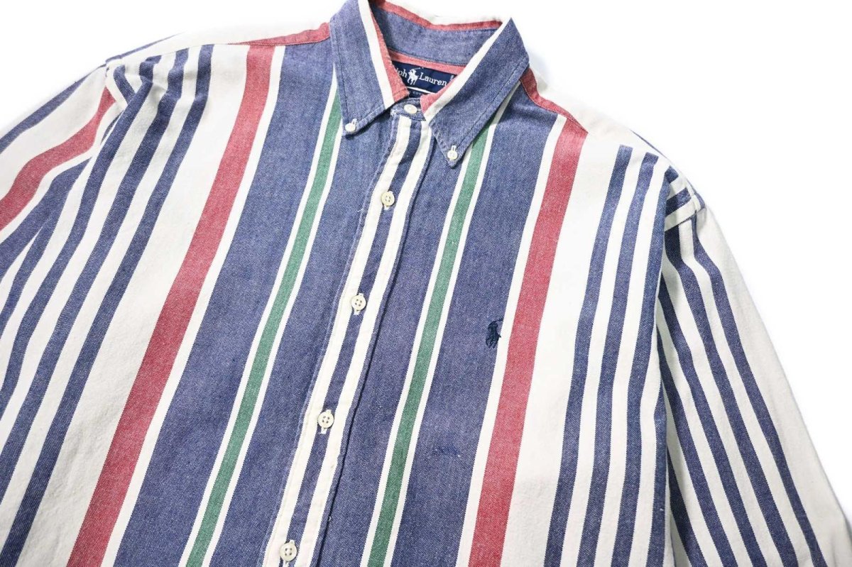 画像2: 90-00s Used Ralph Lauren Stripe B/D Shirt (2)